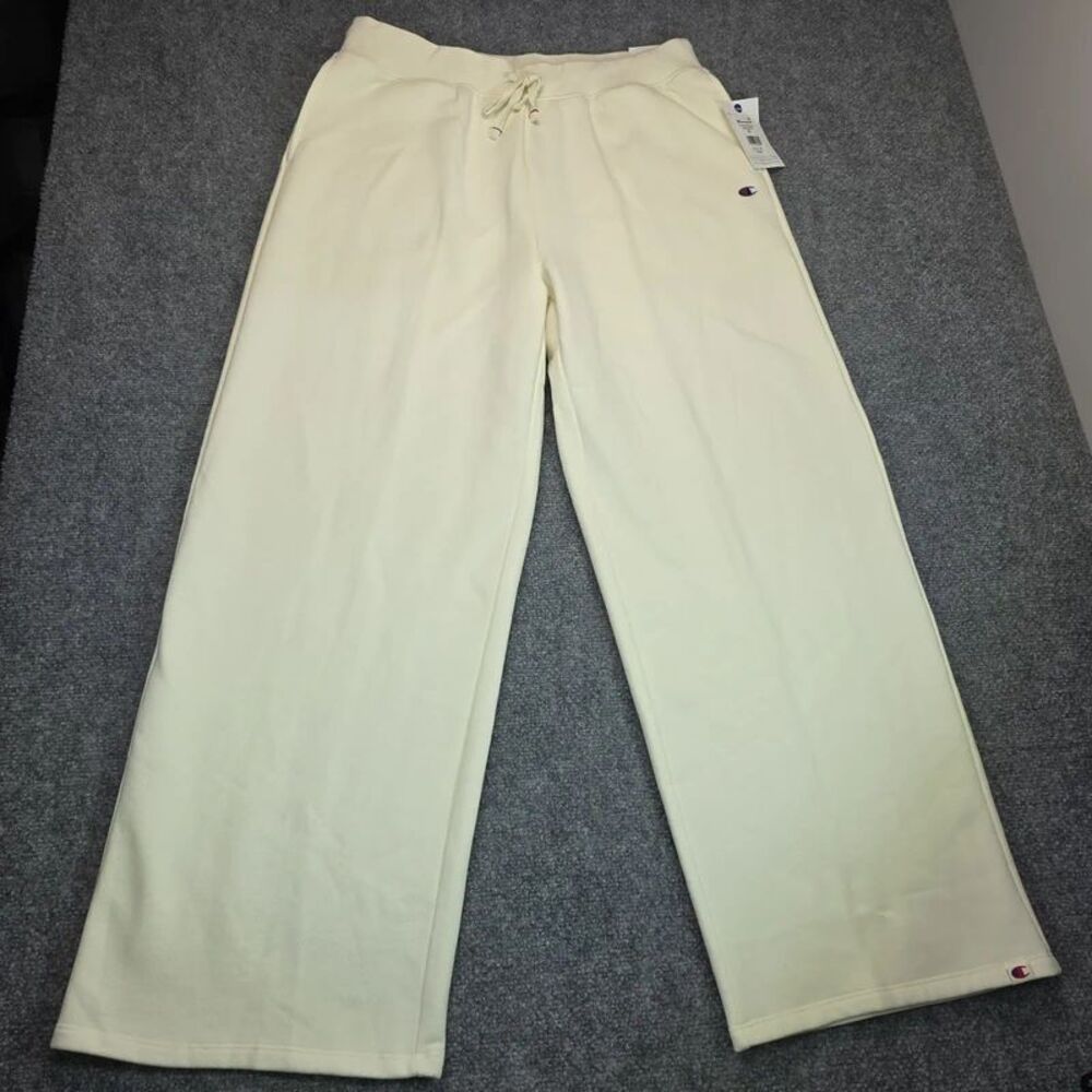 Women’s Champion Cream Wide Leg Fleece Sweatpants Size XL